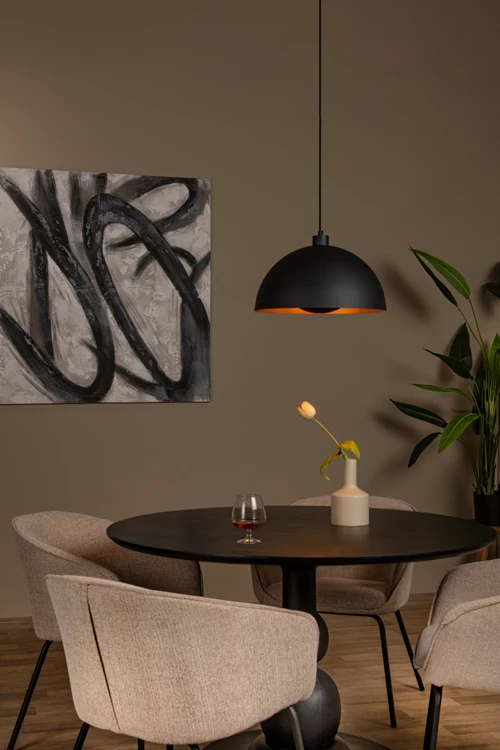 Lucide SIEMON - Pendant light - Ø 40 cm - 1xE27 - Black - atmosphere 1